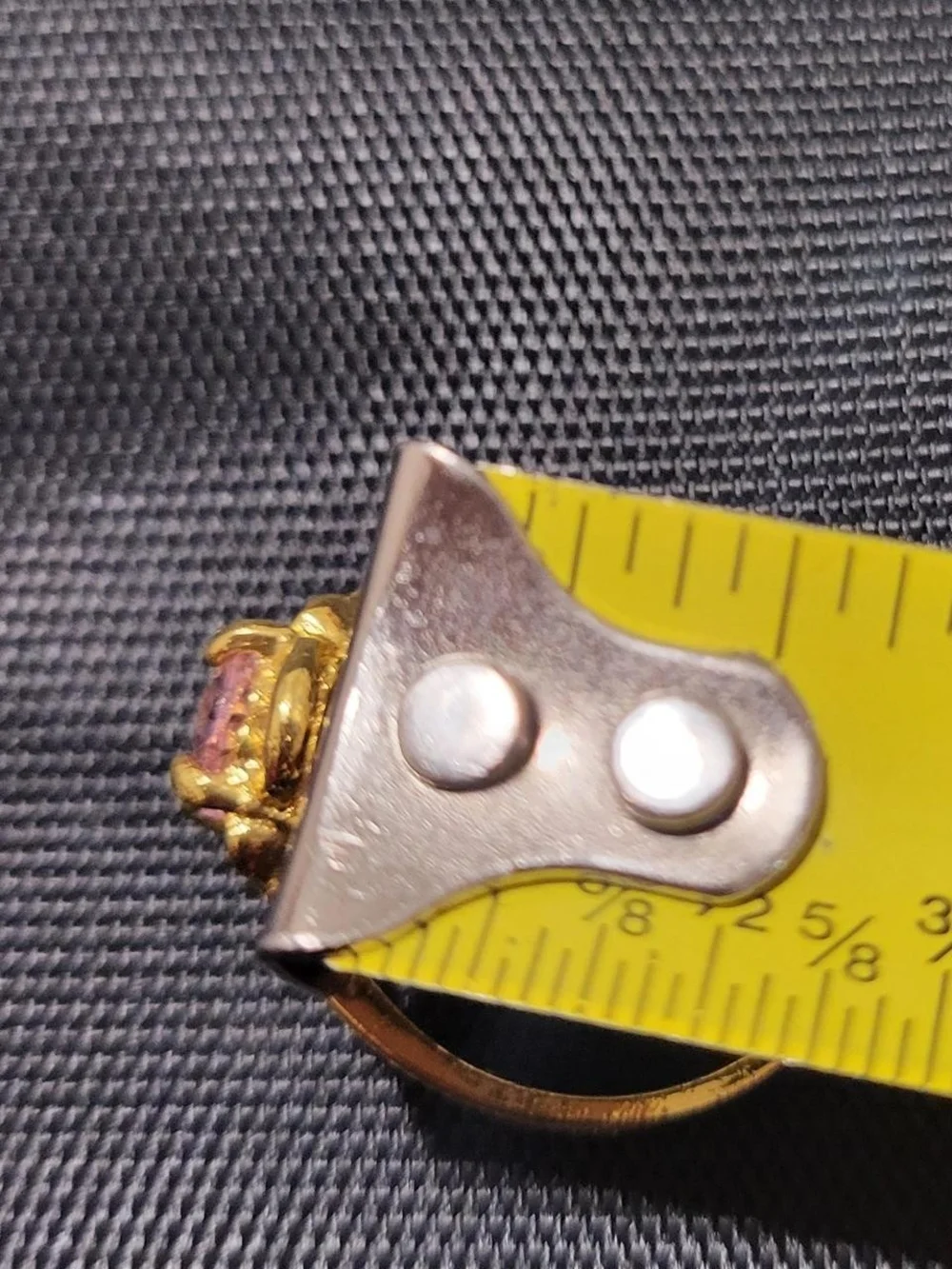 Gold-Tone Ring with Pink Heart Gemstone